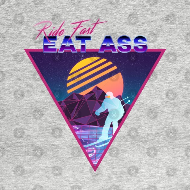 Retro Vaporwave Ski Mountain | Ride Fast Eat Ass | Shirts, Stickers, and More! by KlehmInTime